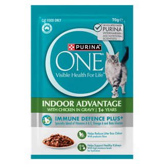 PURINA ONE® ONE Adult Indoor Chicken in Gravy Wet Pouch 12x70g Cat Food