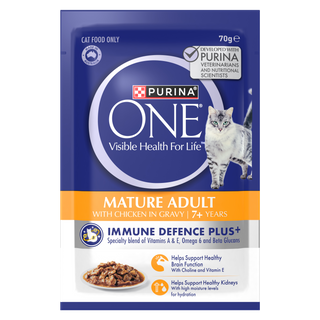 PURINA ONE® MATURE ADULT 7+ WITH SUCCULENT CHICKEN IN GRAVY WET POUCH 12X70G