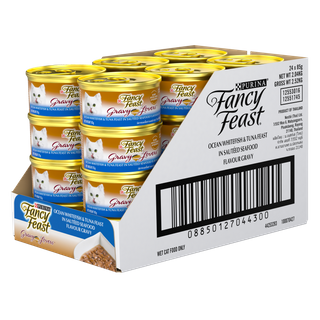 FANCY FEAST GL OCEAN WHITEFISH & TUNA FEAST SAUTEED SEAFOOD FLAVOUR GRAVY 24X85G