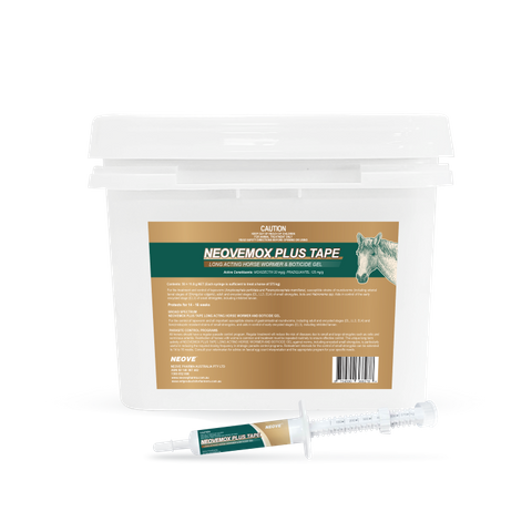NEOVEMOX PLUS TAPE LONG ACTING HORSE WORMER AND BOTICIDE GEL 11.8g BUCKET OF 50