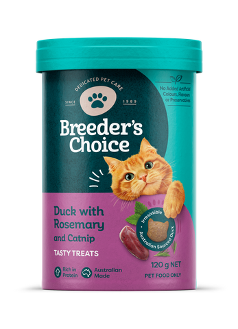 Breeder's Choice Cat Treats Duck with Rosemary & Catnip 120g