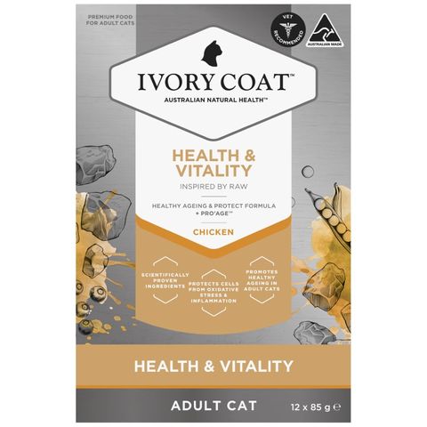 IVORY COAT RAW HEALTH CAT ADULT CHICKEN VITALITY 85GX12