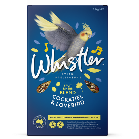 WHISTLER COCKATIEL & LOVEBIRD GOURMET BLEND WITH FRUIT & HERB SUPERFOODS 1.2KG