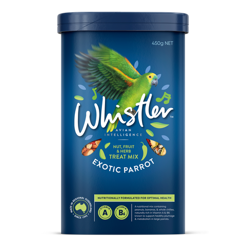 WHISTLER EXOTIC LARGE PARROT TREAT MIX WITH NUTS, FRUITS AND HERB 450G
