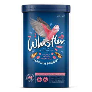 WHISTLER MEDIUM PARROT TREAT MIX WITH NUTS, FRUITS, VEGETABLES AND BISCUIT 450G
