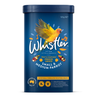 WHISTLER SMALL & MEDIUM PARROT FREEZE DRIED MIXED FRUIT & VEGETABLE MEDLEY 120G