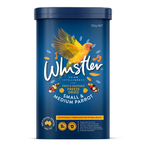 WHISTLER SMALL & MEDIUM PARROT FREEZE DRIED MIXED FRUIT & VEGETABLE MEDLEY 120G