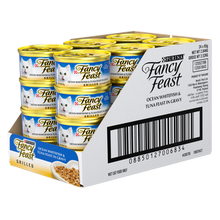 Fancy Feast Grilled Ocean Whitefish & Tuna Feast Gravy Gourmet 24X85G