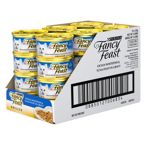 Fancy Feast Grilled Ocean Whitefish & Tuna Feast Gravy Gourmet 24X85G
