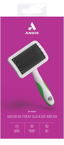 Andis Firm Slicker Brush Medium White Lime Green