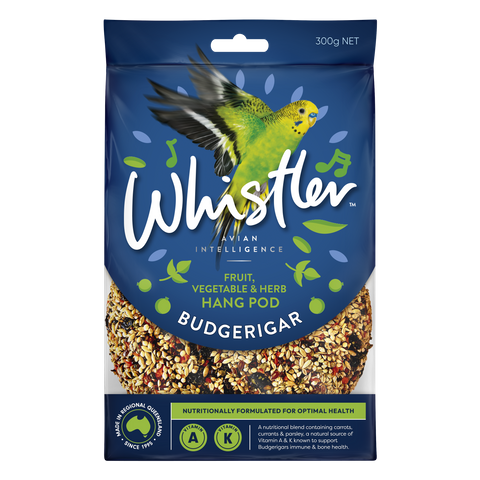 WHISTLER BUDGERIGAR POD WITH FRUIT, VEG, AND HERB SUPERFOODS 300G