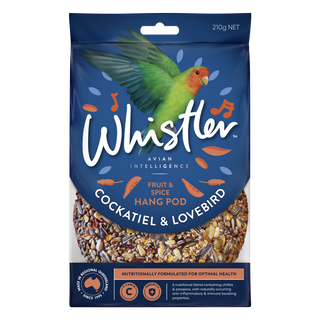 WHISTLER COCKATIEL & LOVEBIRD POD WITH FRUIT & SPICE 210G