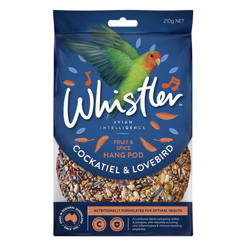 WHISTLER COCKATIEL & LOVEBIRD POD WITH FRUIT & SPICE 210G