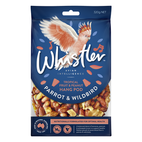 WHISTLER PARROT & WILDBIRD POD TROPICAL FRUIT & PEANUT BLEND 320G