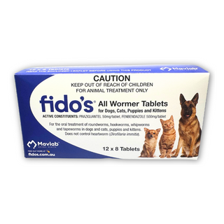 Fidos All Wormer Tablets For Dogs And Cats 2.5-10kg 96 Tablet Pack
