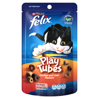 FELIX PLAY TUBES CHICKEN & LIVER CAT TREATS 50G *DATED 20 JUNE 2025