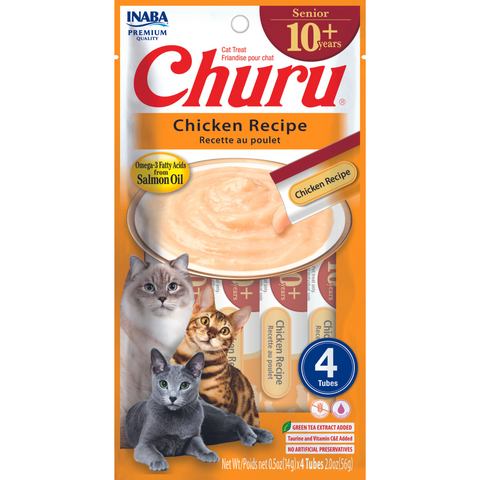 INABA Churu for Senior Cat 10+  Chicken Recipe 56g (14g X 4 Tubes)