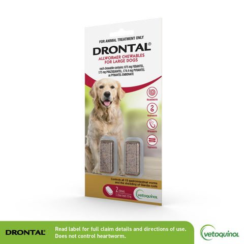 Drontal® Allwormer Chewable, Large Dogs, 2 Chews