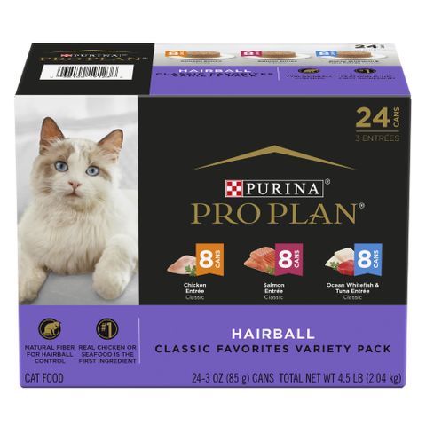 PRO PLAN Hairball Variety Pack Wet Cat Food 24x85g