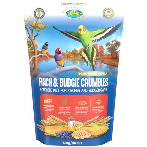 VETAFARM FINCH & BUDGIE CRUMBLES 450G