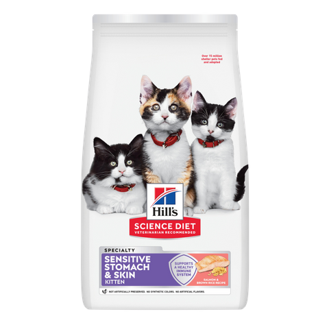 SCIENCE DIET KITTEN SENSITIVE STOMACH & SKIN SALMON & BROWN RICE 1.58KG