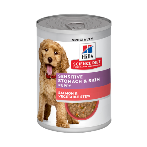 Science Diet Puppy Sensitive Stomach & Skin Salmon Vegetable Stew 12x354g