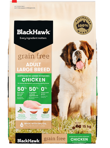 BLACK HAWK ADULT GRAIN FREE LARGE BREED 15KG *DATED 31 MARCH 2026