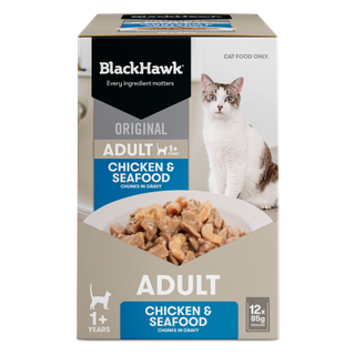 BLACK HAWK ORIGINAL CHICKEN SEAFOOD IN GRAVY 85GX12 *DATED 23 JULY 2026