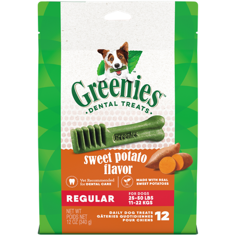 GREENIES  Canine Sweet Potato Flavored Regular Dental Treats 340g
