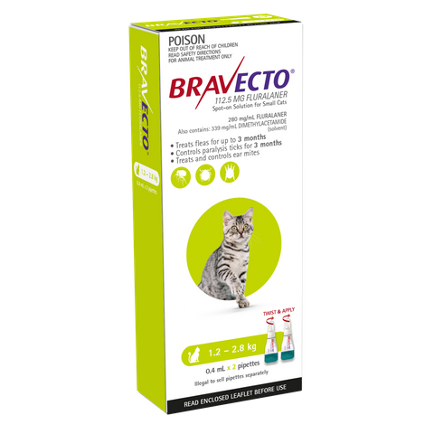 BRAVECTO CAT SPOT ON 1.2-2.8KG 2PACK *DATED 26 FEB 2025