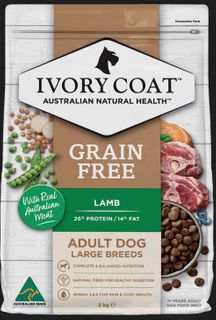 IVORY COAT ADULT DOG LARGE BREED GRAIN FREE LAMB 2KG *DATED 21 JUNE 2026