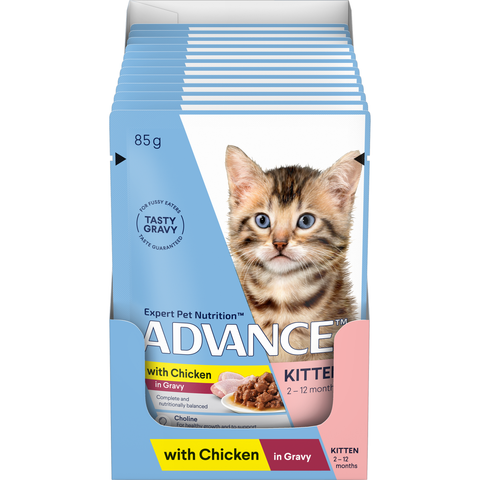 ADVANCE KITTEN CHICKEN CHUNKS IN GRAVY SVMS 12X85G *DATED MAY 2026