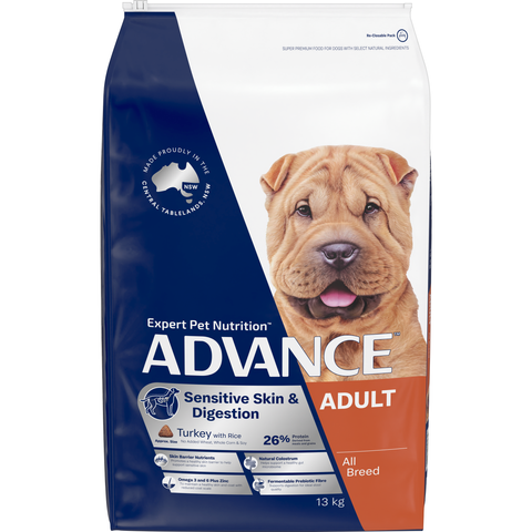 ADVANCE SENSITIVE SKIN & DIGESTION ADULT TURKE RICE 13KG *DATED 30 OCT 2026