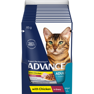 ADVANCE ADULT CHICKEN CHUNKS IN GRAVY SVMS 12X85G *DATED 31 JULY 2026
