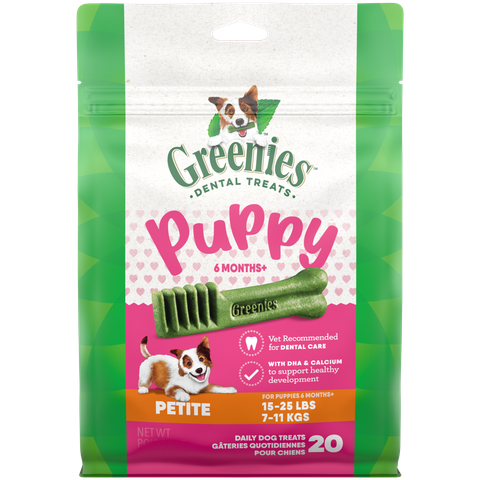 GREENIES PUPPY DENTAL DOG TREATS ORIGINAL PETITE 340G *DATED 5 OCT 2026