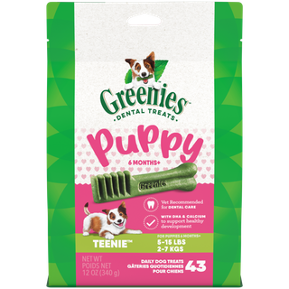GREENIES PUPPY DENTAL DOG TREATS ORIGINAL TEENIE 340G *DATED 6 OCT 2026