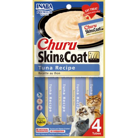 INABA Churu Skin & Coat Tuna 56g (14g X 4 Tubes)