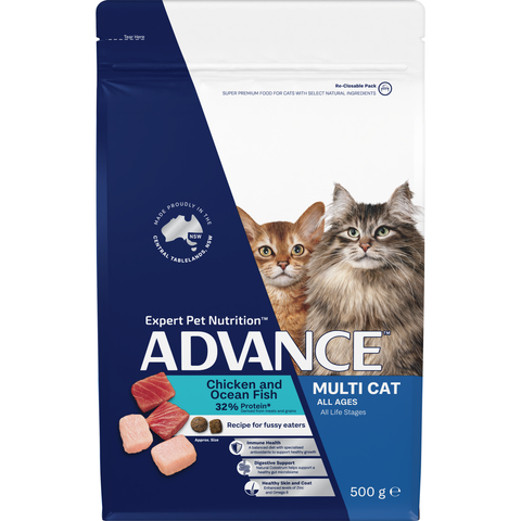 ADVANCE MULTI-CAT CHICKEN AND OCEAN FISH 500G *DATED 30 NOV 2026