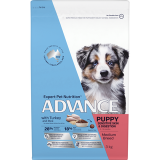 ADVANCE PUPPY MEDIUM BREED TURKEY & RICE SENSITIVE 3KG *DATED 2 MAY 2026