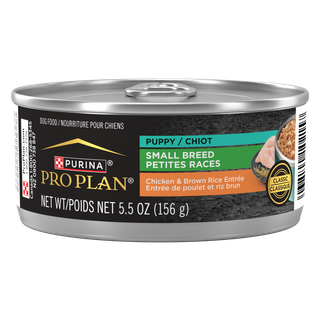 PRO PLAN Puppy Small Breed Chicken & Brown Rice Entr&eacute;e Wet Dog Food 156gx24