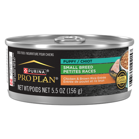 PRO PLAN Puppy Small Breed Chicken & Brown Rice Entr&eacute;e Wet Dog Food 156gx24