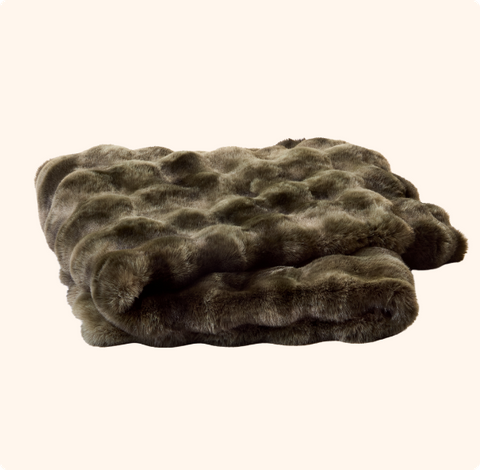 SNOOZA LUXE BUBBLE FUR DOG BLANKET OLIVE LARGE