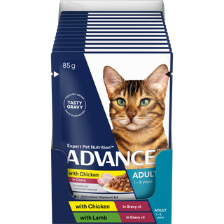 ADVANCE ADULT CHICKEN GRAVY LAMB GRAVY 12X85G *DATED 31 JAN 2027