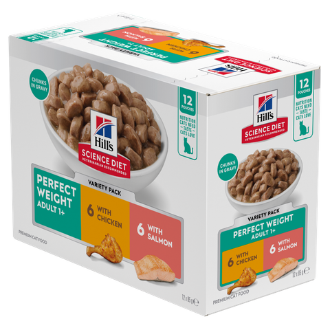 Science Diet Adult Perfect Weight chicken & Salmon Variety Pack Pouces 12x85g