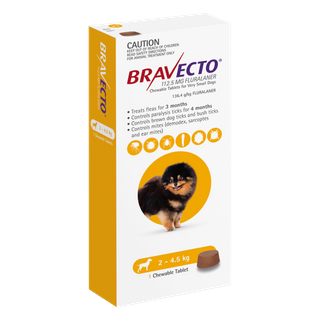 BRAVECTO VERY SMALL DOG YELLOW 2-4.5KG 1PACK