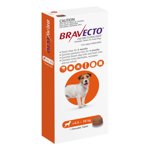 BRAVECTO SMALL DOG ORANGE 4.5-10KG 1PACK