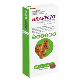 BRAVECTO MEDIUM DOG GREEN 10-20KG 1PACK