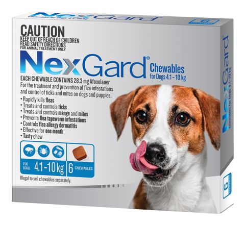 NexGard for Small Dogs 4.1-10kg 6pk Flea, Tick, Lice & Mite Treatment for Dogs