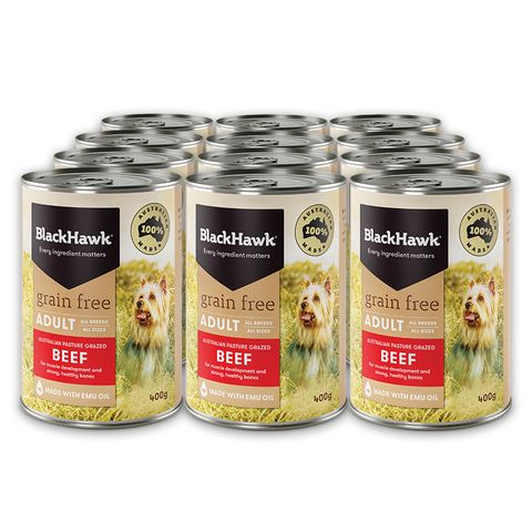 BLACK HAWK GRAIN FREE BEEF 400GX12
