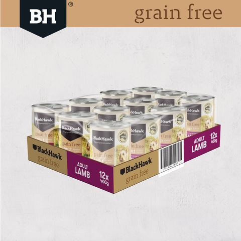 BLACK HAWK GRAIN FREE LAMB 400GX12